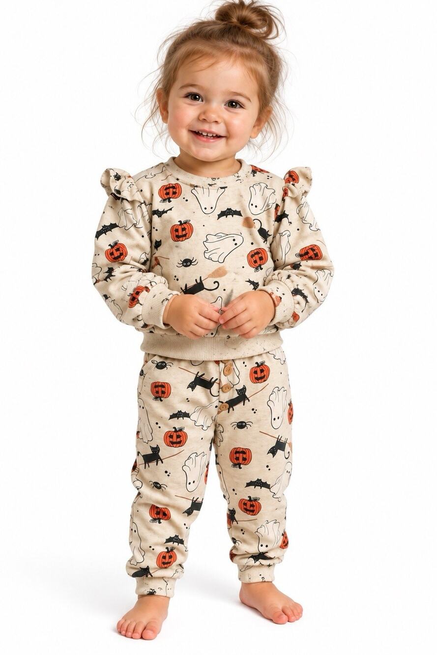 Jessica Simpson Baby 18M Halloween Sweatshirt Jogger Pants Set Ghost Pumpkin Cat